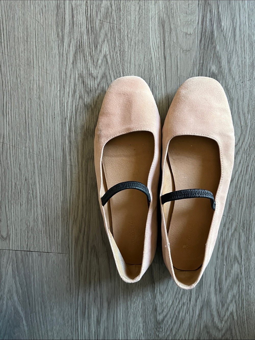 Madewell Blush Pink Ballet Flats with Black Strap